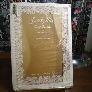 Vintage Dark Seam Beige Fully Fashioned Nylon Stockings